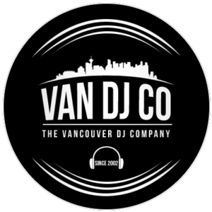 Black and white official logo for Vancouver DJ Company